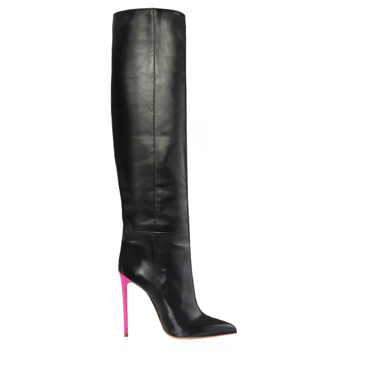 Identità Stivali FANNY PELLE NERO / FUCSIA